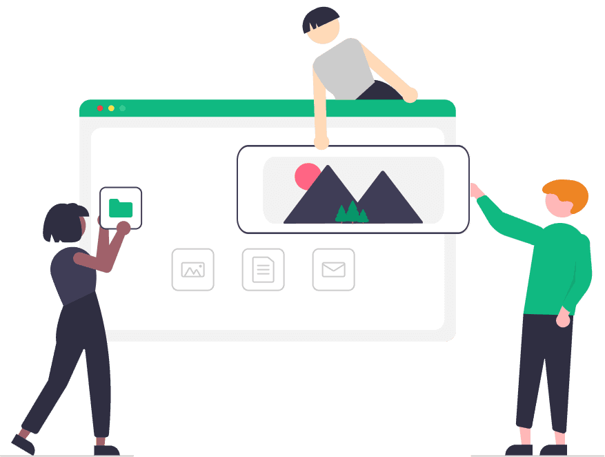 Illuistration of developers creating a website.